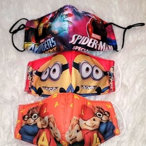 Set 3 children masks with cartoon/movie characters